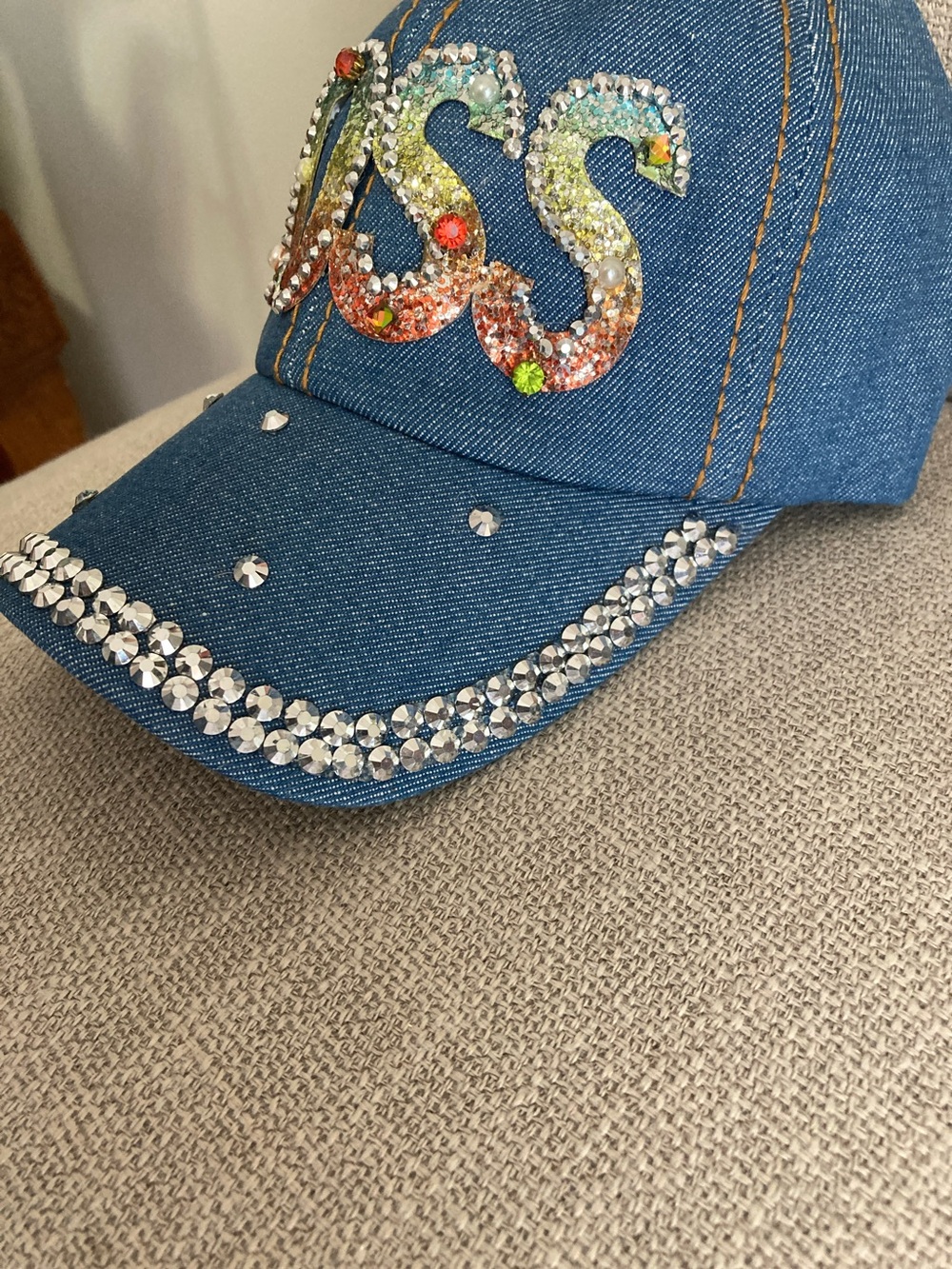 Denim 'BOSS' Rhinestone Baseball Cap - Blue - Picture 3 of 3